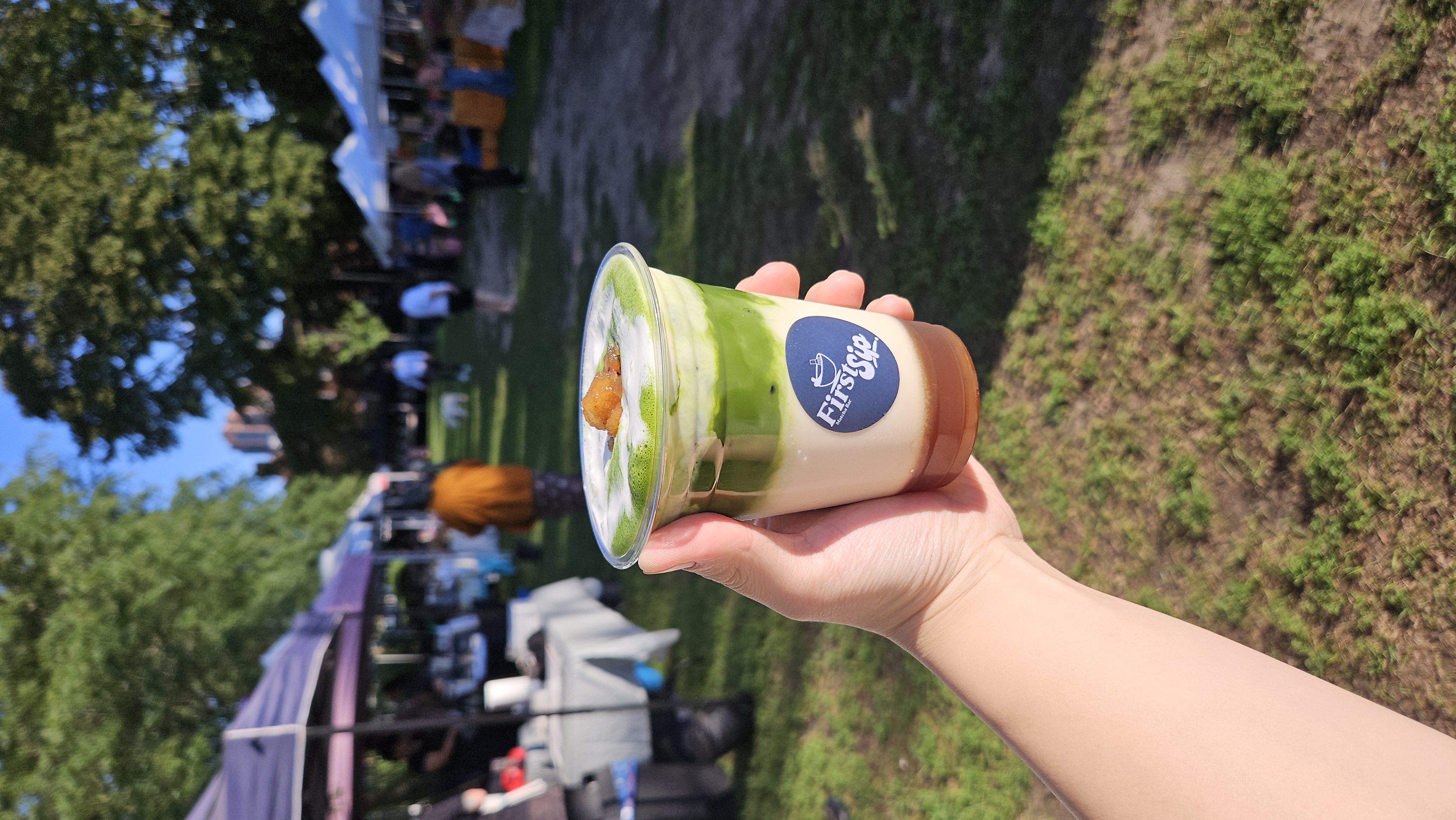 Apple pie matcha latte